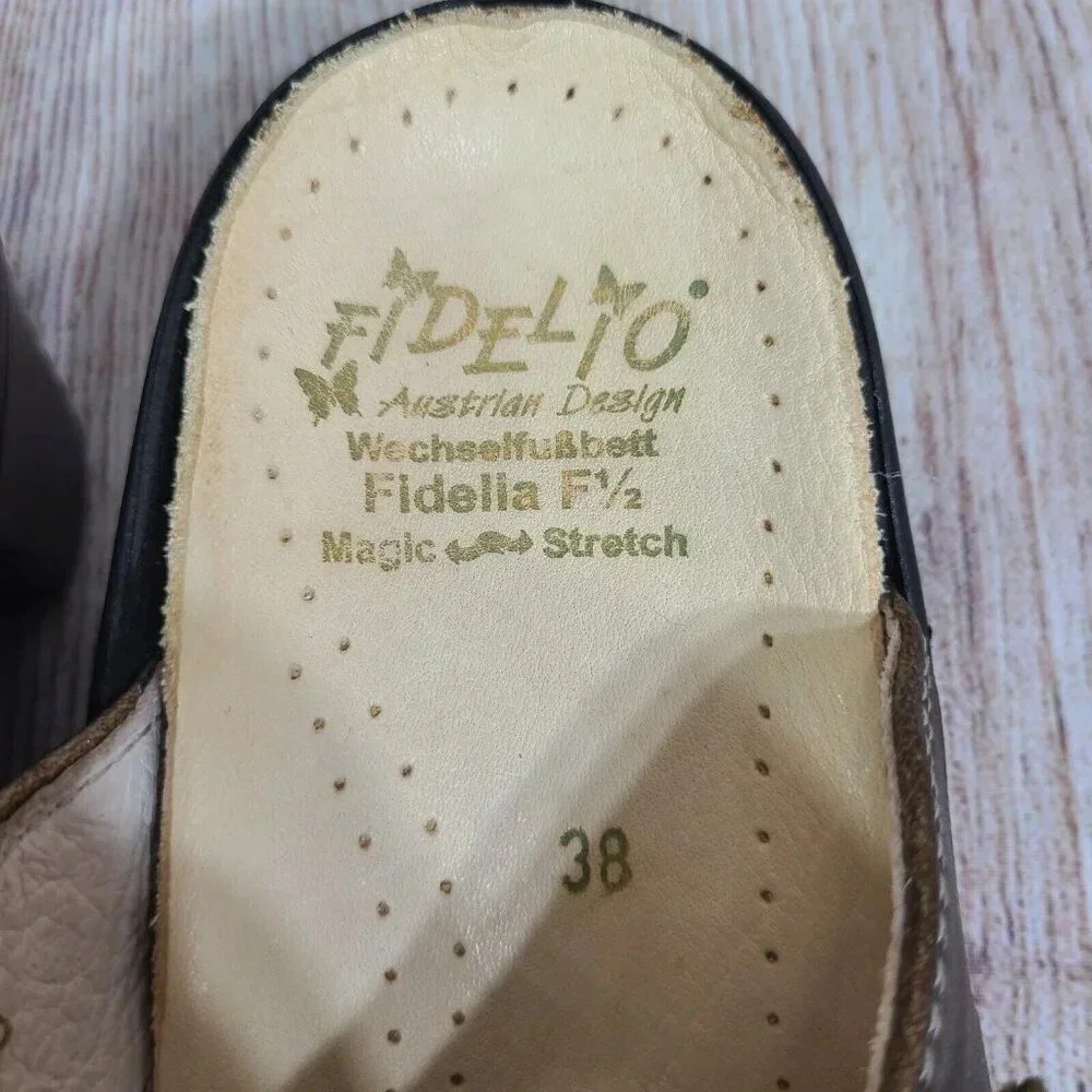 Fidelio Fidelia Heeled Leather Sandals Shoes Women's 38 7.5  Bronze Double Strap - Picture 6 of 12